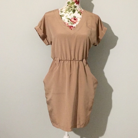 Forever 21 Dresses & Skirts - Khaki Tan Beige Dress Military Safari Pockets